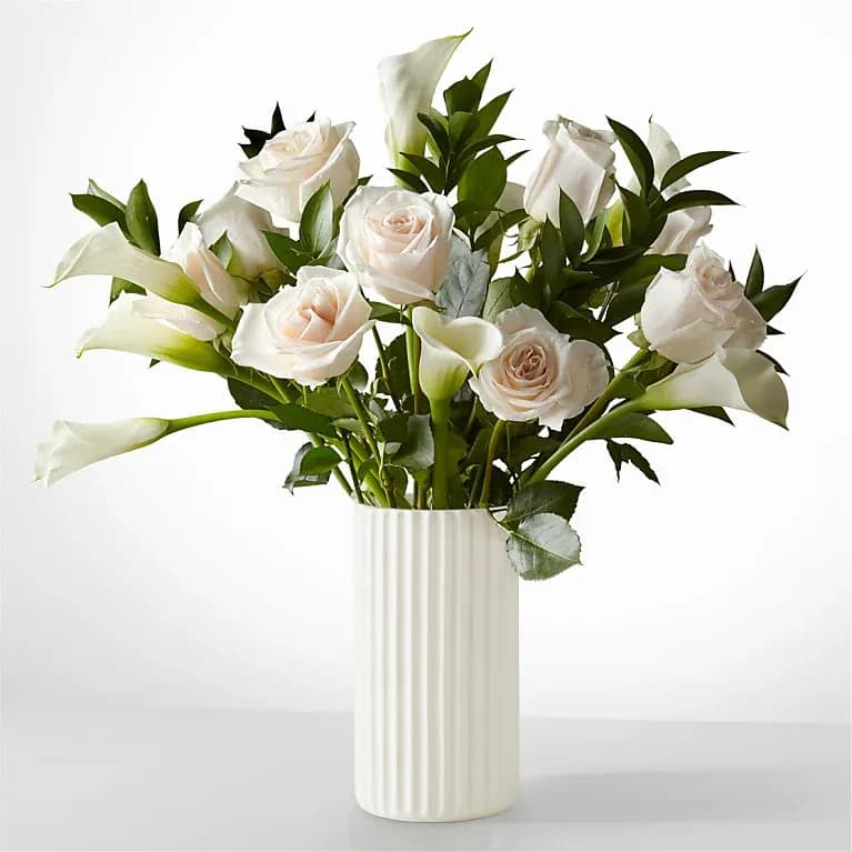 Vision in Ivory Rose and Calla Lily Bouquet