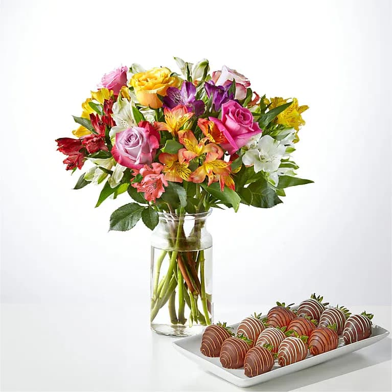 Smiles & Sunshine Bouquet and Berry Bundle Standard Bouquet with Berries